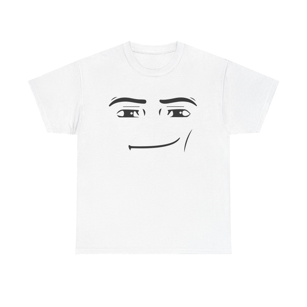 Roblox man Face smiling Graphic Tee – Minimal Meme Expression T-Shirt